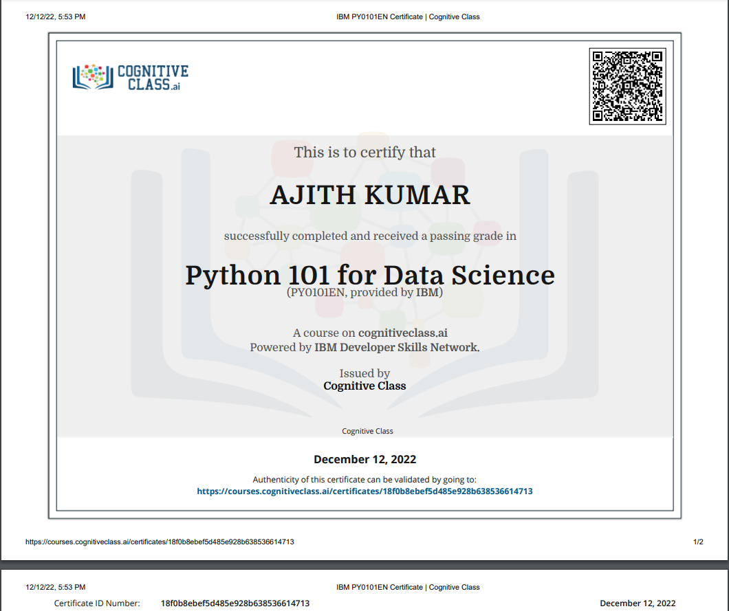 Python 101 for Data Science Certificate